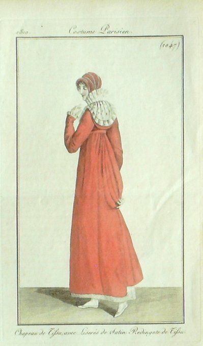 Gravure Mode Costume Parisien 1810 # 1047 (eau forte old Fashion plate