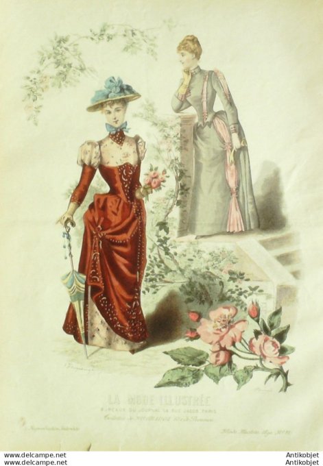 Gravure Mode illustree 1890 # 11 (Old Fashion plate) rare