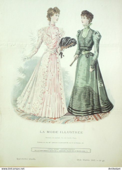Gravure Mode illustree 1897 # 45 (Old Fashion plate) RARE