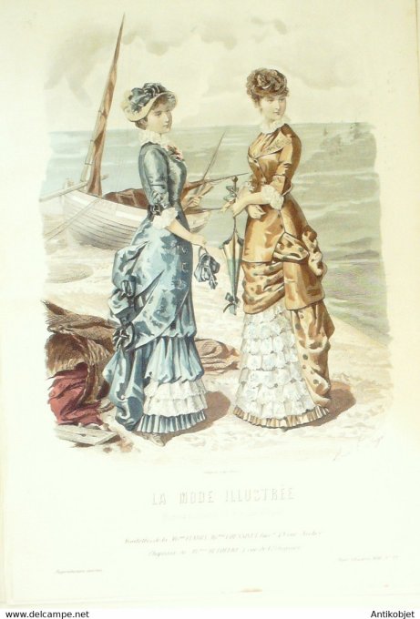 Gravure de mode La Mode illustrée 1880 n°29 (Maison Coussinet-Fladry)