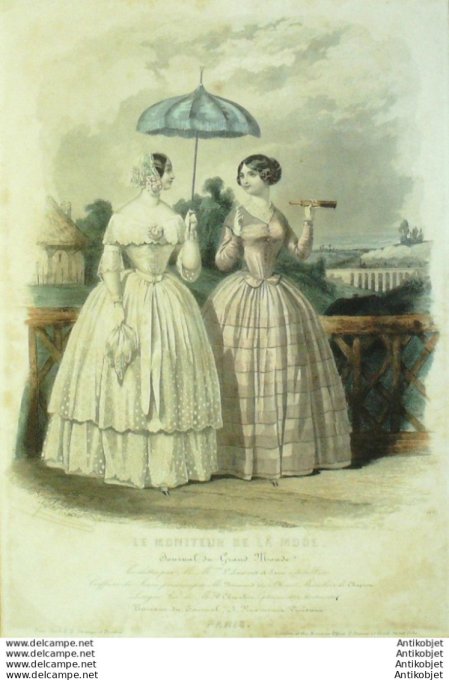 Gravure Mode Le Moniteur 1851 # 122 (Old Fashion plate)