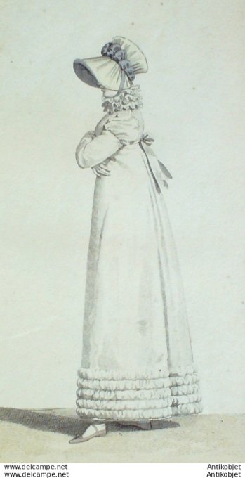 Gravure de mode Costume Parisien 1816 n°1598 Robe perkale