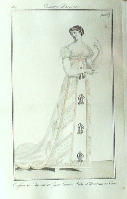 Gravure Mode Costume Parisien 1810 # 1055 (eau forte old Fashion plate