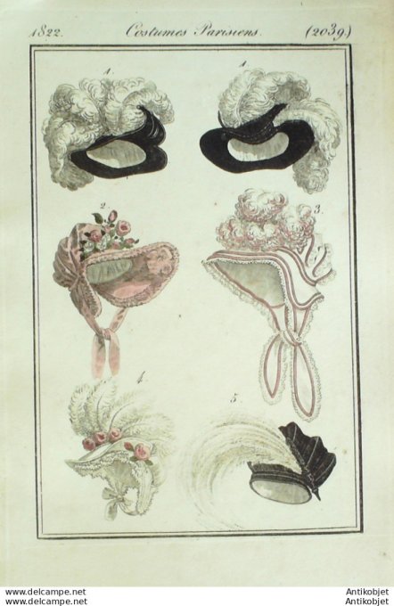 Costume Parisien 1822 # 2039 Coques toquets coques bonnets