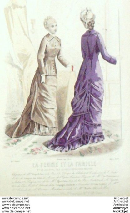 Gravure Mode La Femme & La  Famille 1878 # 03 (Old Fashion plate)