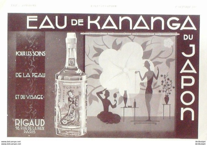 Publicite Cosmetique Rigaud eau de Kananga du Japon 1934