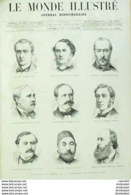 Le Monde illustré 1876 n°1027 Turquie Constantinople Nicolas Nicolaewitch Russie Kichineff Sabbat Na