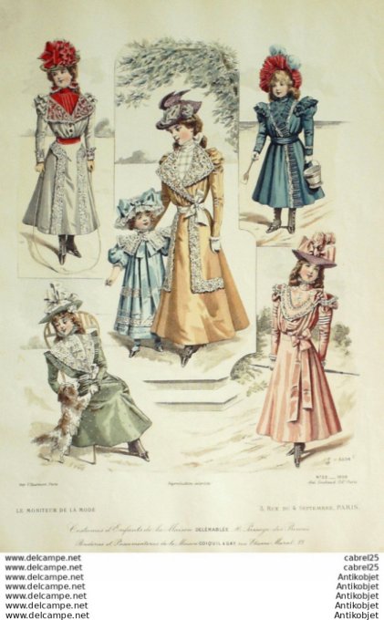 Gravure Mode Le Moniteur 1898 # 22 (Old Fashion plate)