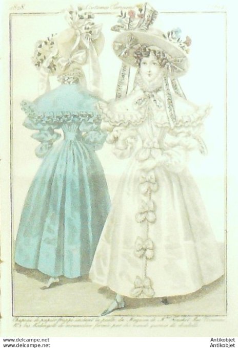 Costume Parisien 1828 # 2614 Redingote de mousseline formée
