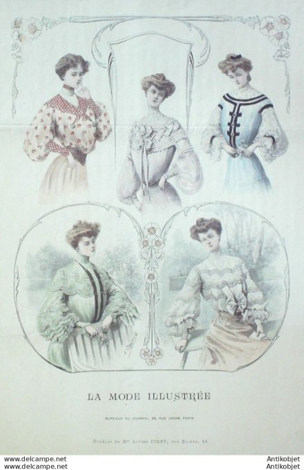 Gravure Mode illustree 1899 # 40 (Old Fashion plate) rare