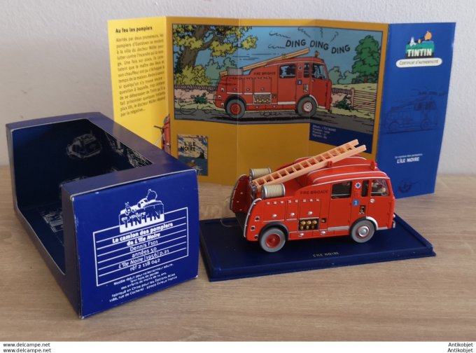 Tintin L'île noire Camion de pompiers Dennis F101 1956 Atlas 1:43