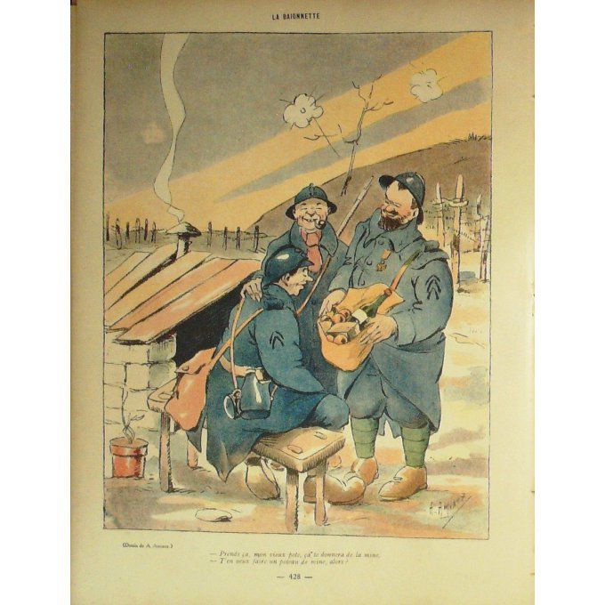 La Baïonnette 1917 n°105 (Les potes) JEANJEAN BOFA IRIBE FLEURAC CHEVAL LE RALLIC CARTIER