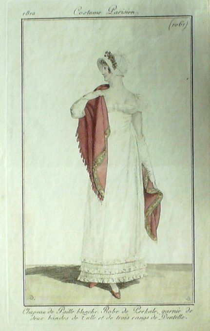 Gravure Mode Costume Parisien 1810 # 1061 (eau forte old Fashion plate