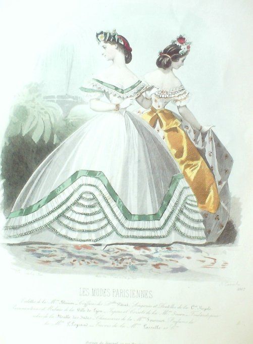 Gravure Les Modes Parisiennes 1863 #1062 Robe de voile Maison Blum
