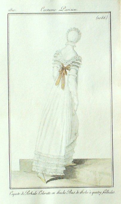 Gravure Mode Costume Parisien 1810 # 1066 (eau forte old Fashion plate