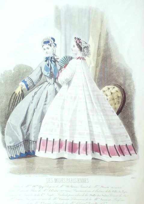 Gravure Les Modes Parisiennes 1863 #1067 Robes gros de Naples Maison Ghys