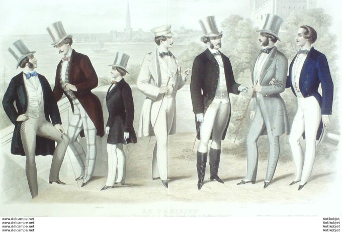 Gravure Mode Le Parisien 1854- 7 (Old Fashion plate) Rare