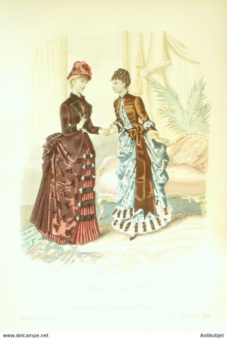 Gravure de mode La Mode illustrée 1885 n°10 (Maison Coussinet)
