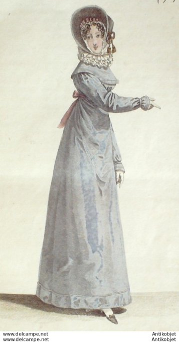 Gravure de mode Costume Parisien 1819 n°1787 Robe de Lévantine