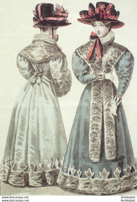 Costume Parisien 1826 # 2374 Robe gros de Naples et chinchilla Palatine