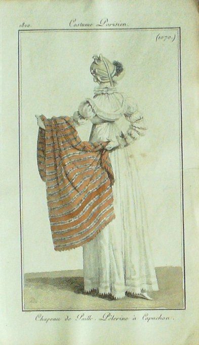 Gravure Mode Costume Parisien 1810 # 1070 (eau forte old Fashion plate