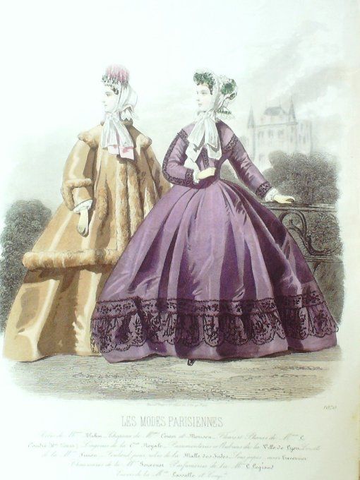 Gravure Les Modes Parisiennes 1863 #1070 Redingote manteau Maison Bluhur