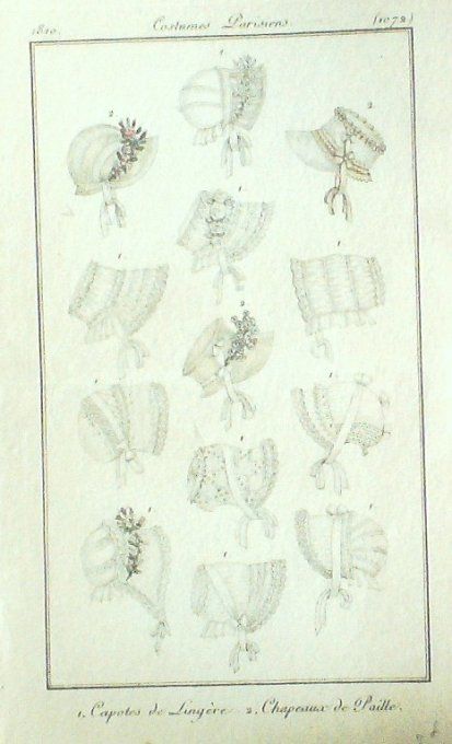 Gravure Mode Costume Parisien 1810 # 1072 (eau forte old Fashion plate