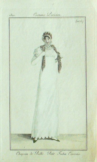 Gravure Mode Costume Parisien 1810 # 1075 (eau forte old Fashion plate