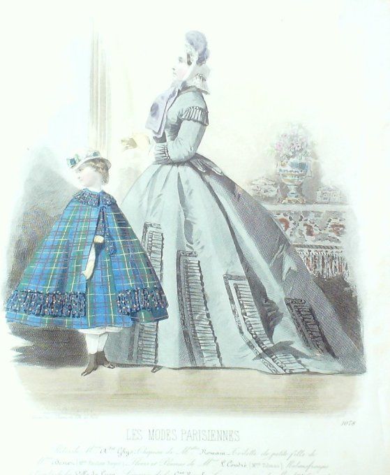 Gravure Les Modes Parisiennes 1863 #1078 Robe perkale Maison Ghys