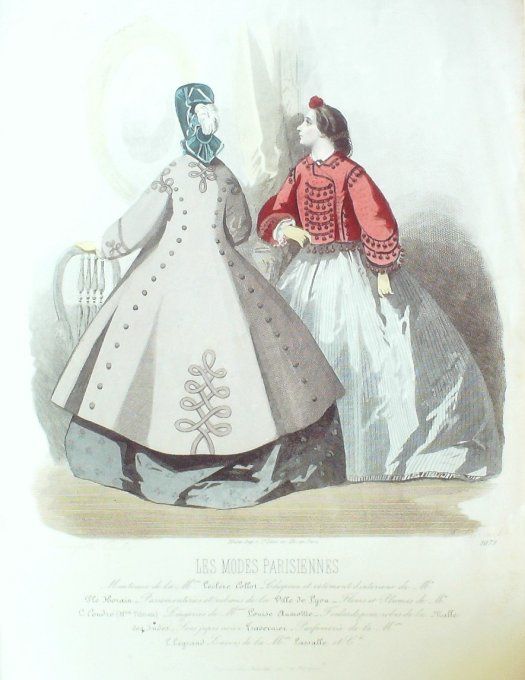 Gravure Les Modes Parisiennes 1863 #1079 Manteau gros de Naples Maison Leclère-Collot