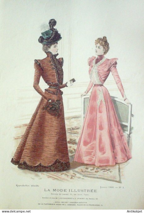 Gravure Mode illustree 1898 # 01 (Old Fashion plate) RARE