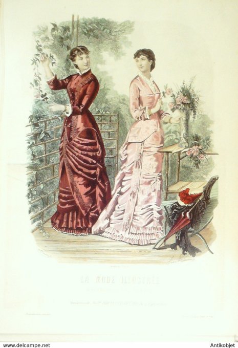 Gravure de mode La Mode illustrée 1880 n°30 (Maison Bréant-Castel)