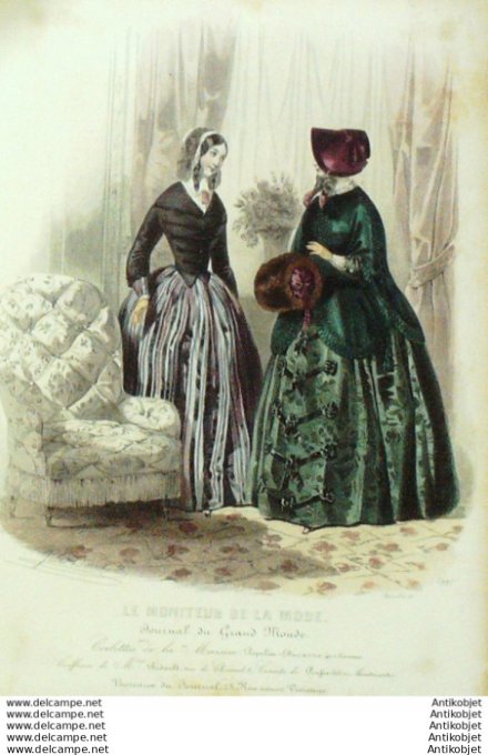 Gravure Mode Le Moniteur 1851 #  99 (Old Fashion plate)
