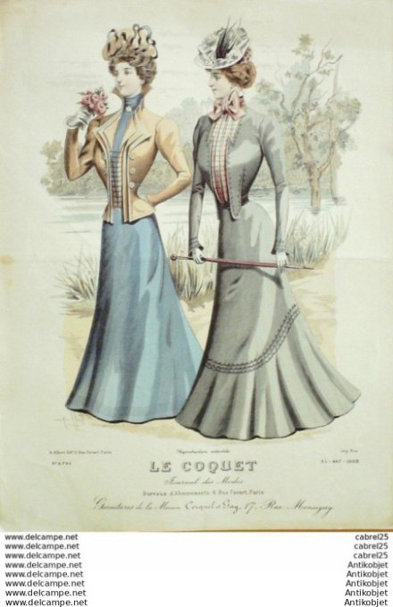 Gravure Mode Le Coquet 1898 # 35 (Old Fashion plate)