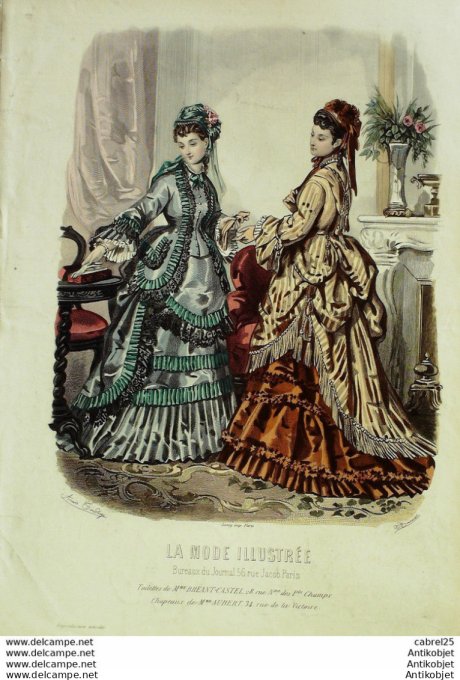 Gravure de mode La Mode illustrée 1872 n°38 (Maison Bréant-Castel)