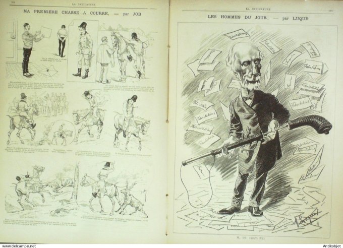 La Caricature 1885 #307 Chasse à courre Job De Freycinet par Luque Pille Trock