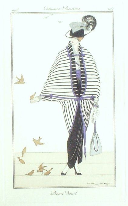 Lhuer Victor Pochoir Mode Art Deco n° 107-1913 Journal des Dames