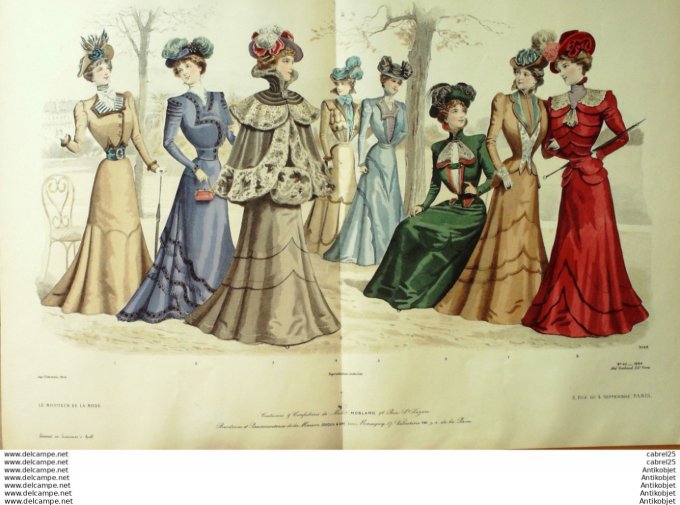 Gravure Mode Le Moniteur 1898 # 40 (Old Fashion plate)