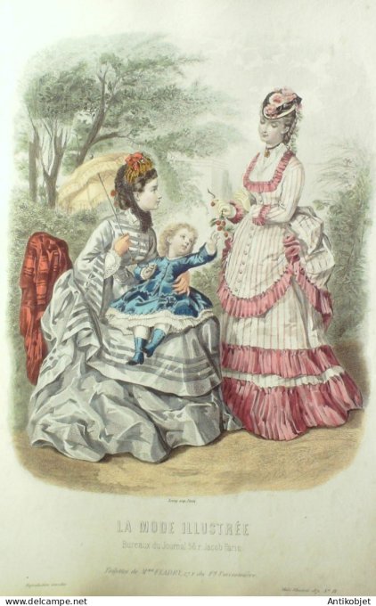 Gravure Mode illustree 1871 # 18 (Old Fashion plate)