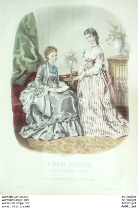Gravure Mode illustree 1872 # 11 (Old Fashion plate)