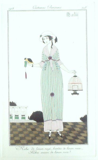 Martin Charles Pochoir Mode Art Deco n° 108-1913 Journal des Dames