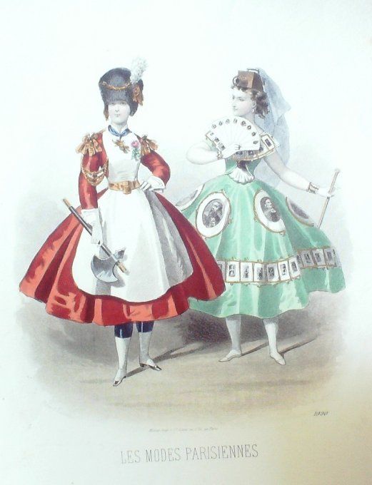 Gravure Les Modes Parisiennes 1863 #1090 Travestissements