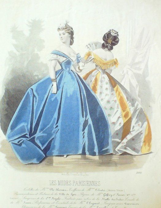 Gravure Les Modes Parisiennes 1863 #1091 Maison Horain