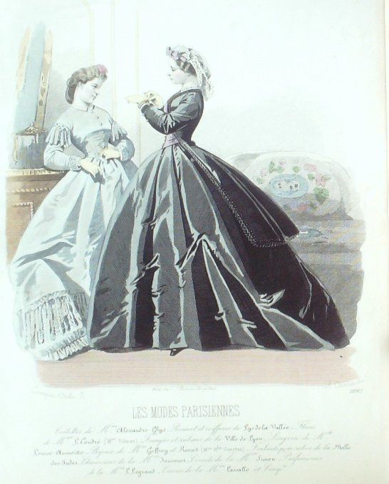 Gravure Les Modes Parisiennes 1863 #1092 Maison Ghys