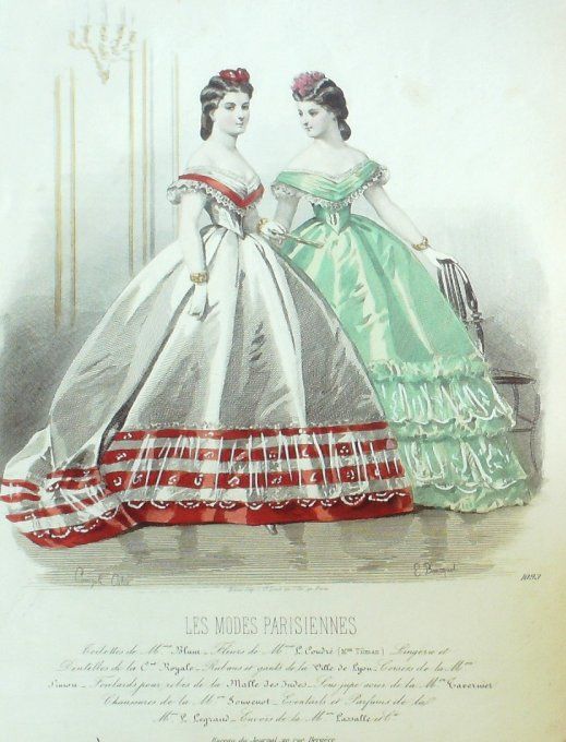 Gravure Les Modes Parisiennes 1863 #1093 Maison Blum