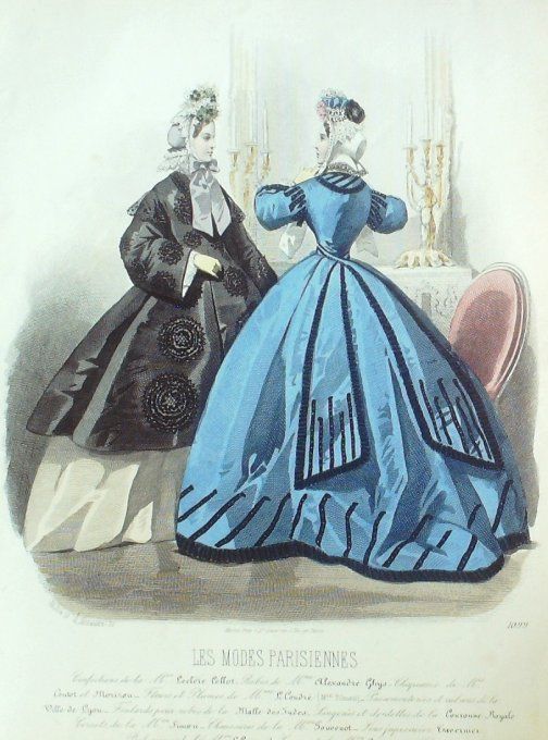 Gravure Les Modes Parisiennes 1863 #1099 Manteau Maison Leclère-Collot