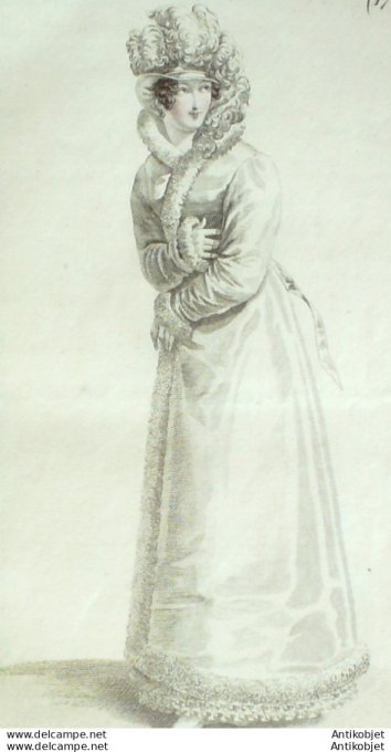 Costume Parisien 1819 # 1788 Pelisse de satin  garnie de duvet