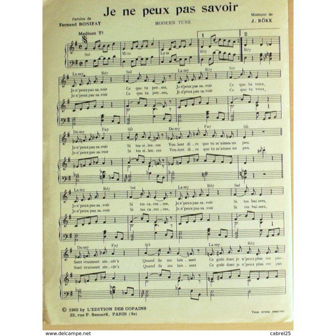 Langlois Je Ne Peux Pas Savoir 1965