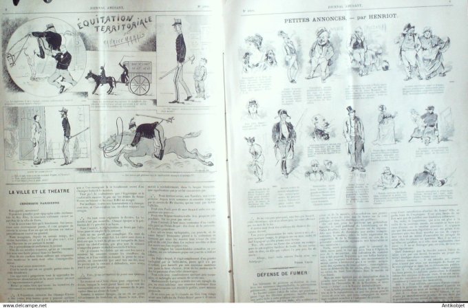 Le Journal Amusant 1891 n°1800 Bals masqu és Messidor  équitation t érritorique Papotages