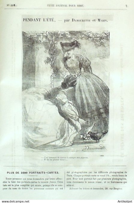 Petit journal pour Rire 1862 # 392 Cartes de visite en photographie Marcelin